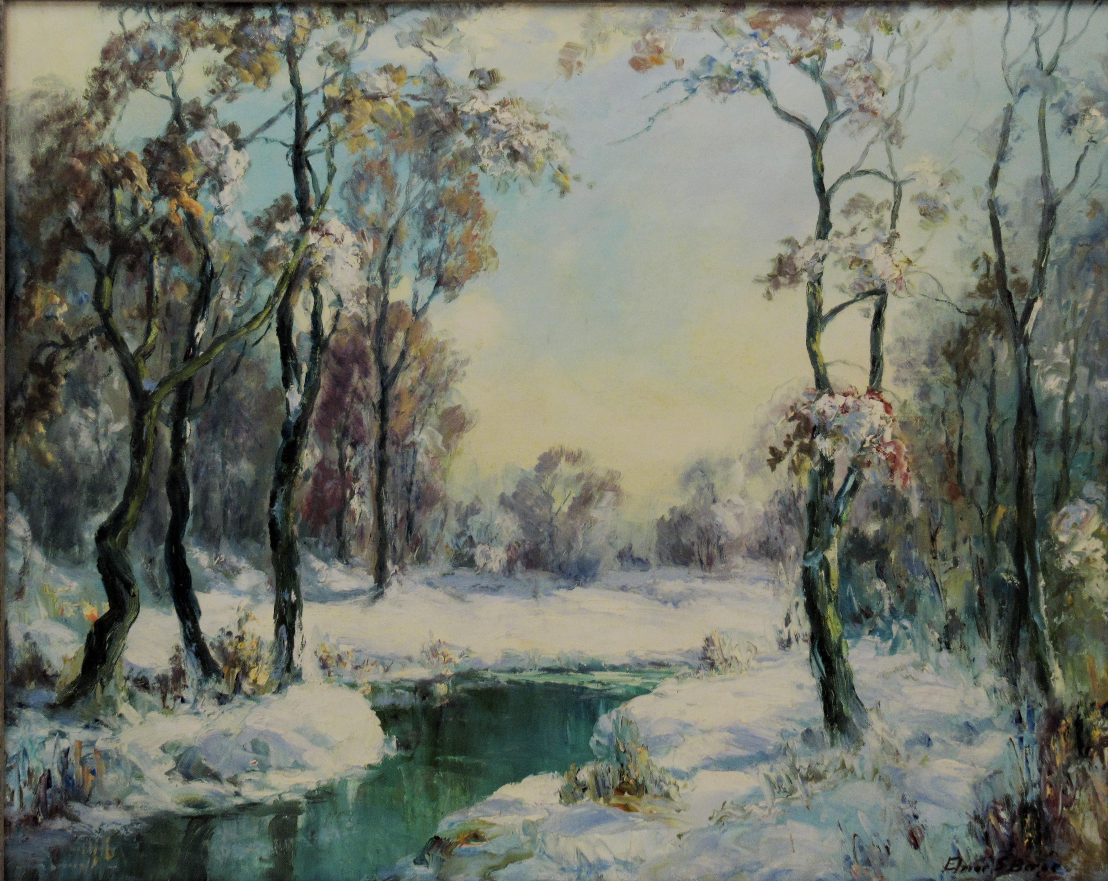 Winter Landscape - Painting by Elmer Berge