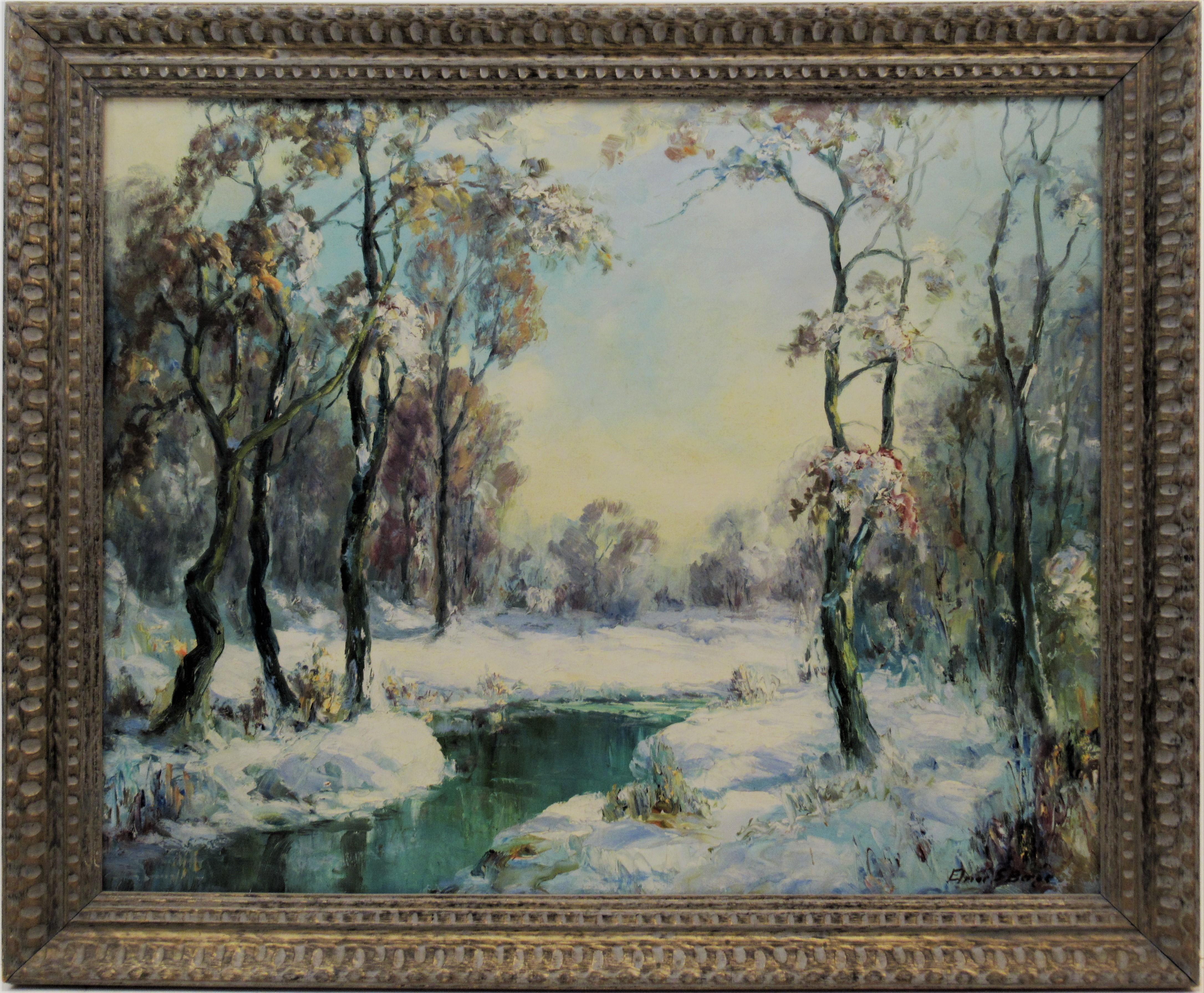 Elmer Berge Landscape Painting - Winter Landscape