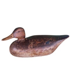 Elmer Crowell Pair of Over-Sized Mallard Decoys, circa 1920, with oval brands