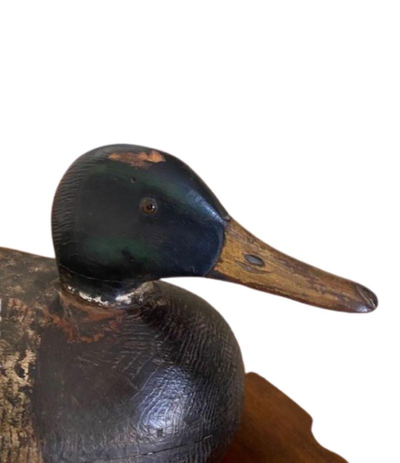 Elmer Crowell Pareja de señuelos de ánade real sobredimensionados, hacia 1920, con marcas ovaladas Tallado a mano en venta