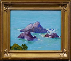 Antique American Impressionist Seal Rocks California Coastal Seascape Painting
