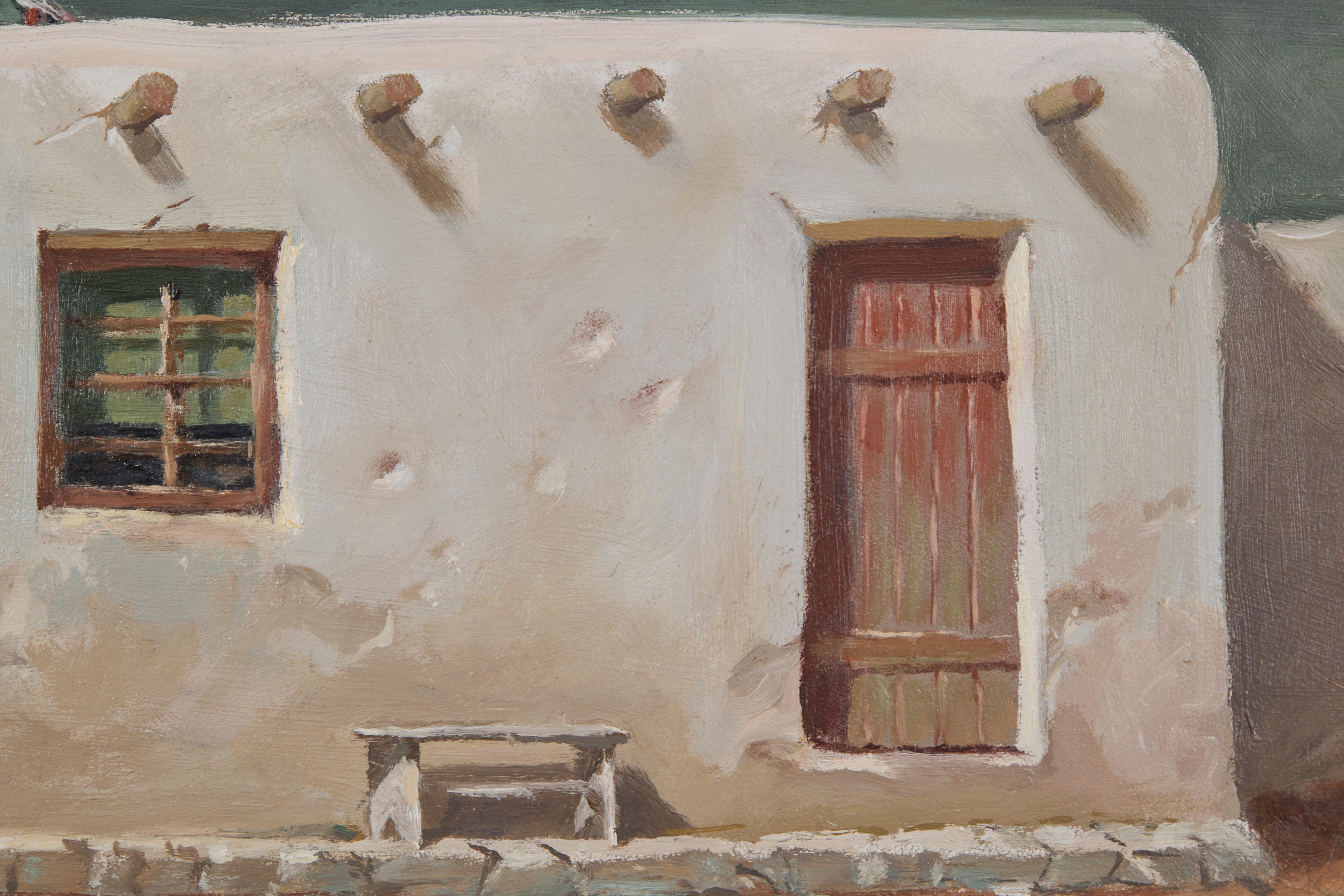 Sante Fe Home, New Mexico, 20th Century Cleveland School Artist, Landscape Scene - Painting by Elmer Ladislaw Novotny