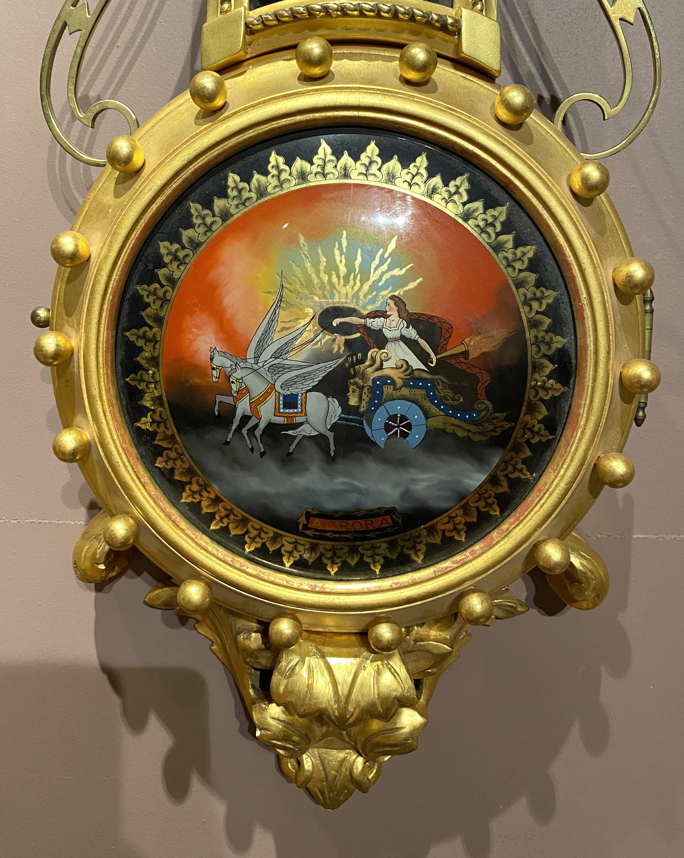Américain Horloge Banjo d'Elmer O. Stennes Weymouth MA, Girandole églomisée en vente