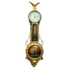 Elmer O. Stennes Weymouth MA Eglomise Girandole Banjo Clock