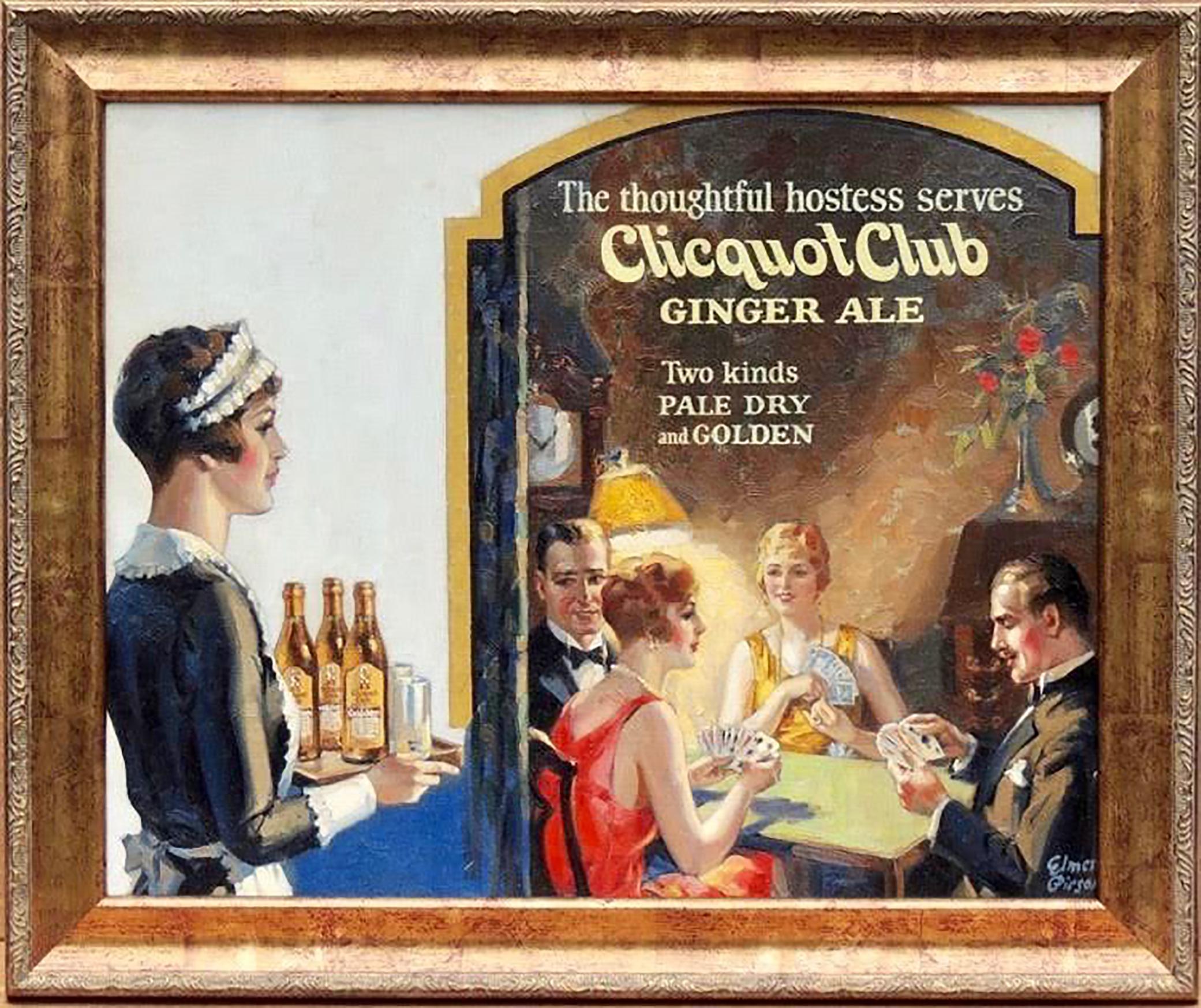Clicquot Club Ginger Ale Advertisement - Painting by Elmer Pirson