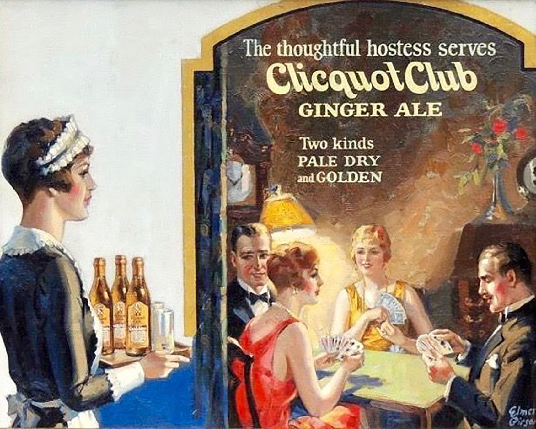 Elmer Pirson Figurative Painting - Clicquot Club Ginger Ale Advertisement