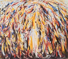 Elmi Ventura Mata, Abstract Ribbons of Happiness, 64" x 75", Oil on canvas
