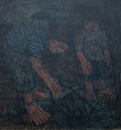 Elmi Ventura Mata, Campfire, 36" x 36", Oil on canvas