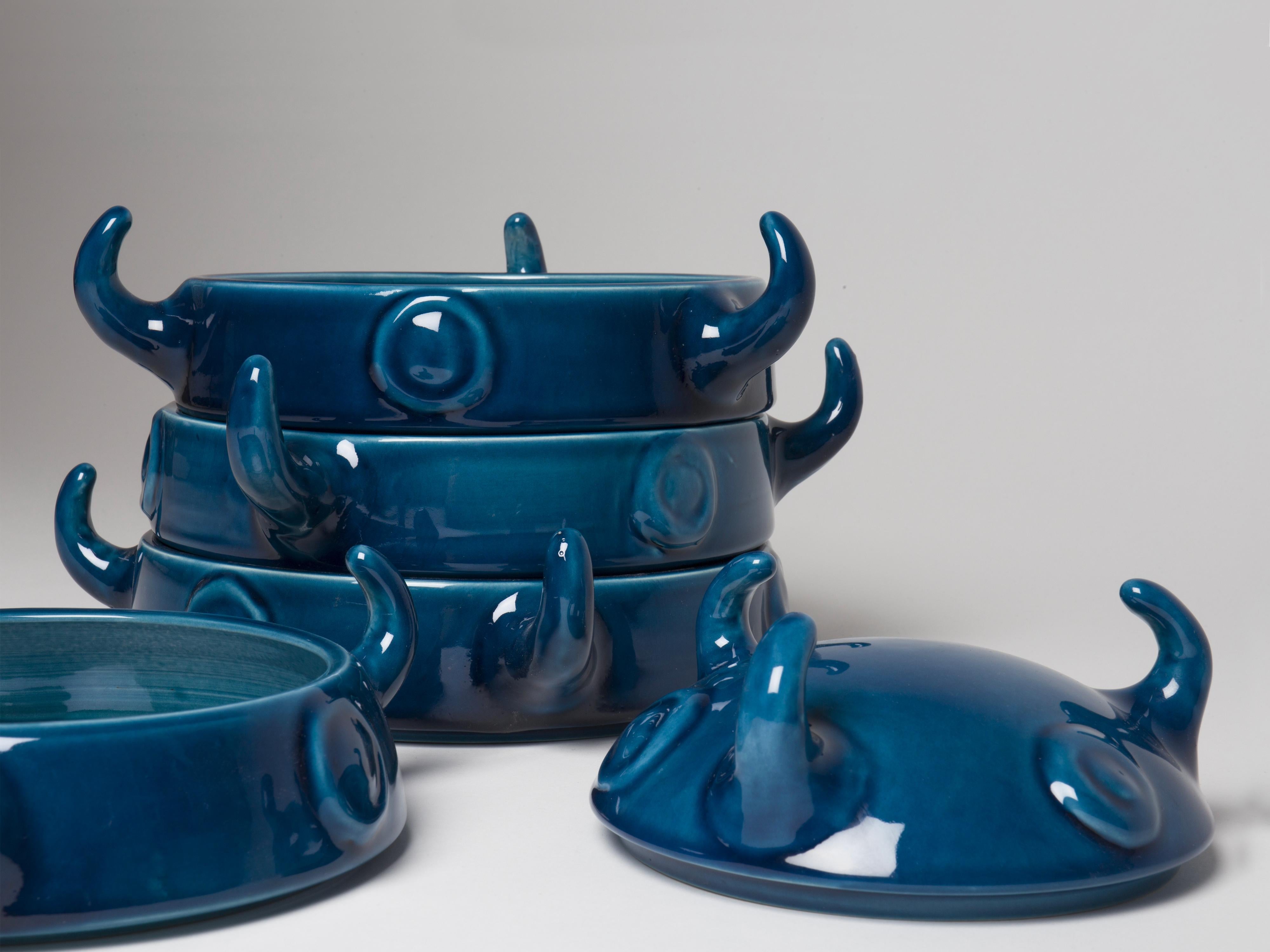 Elmo set of blue bowls by Kazuhide Takahama Paradisoterrestre Edition In New Condition For Sale In Ozzano Dell'emilia, IT