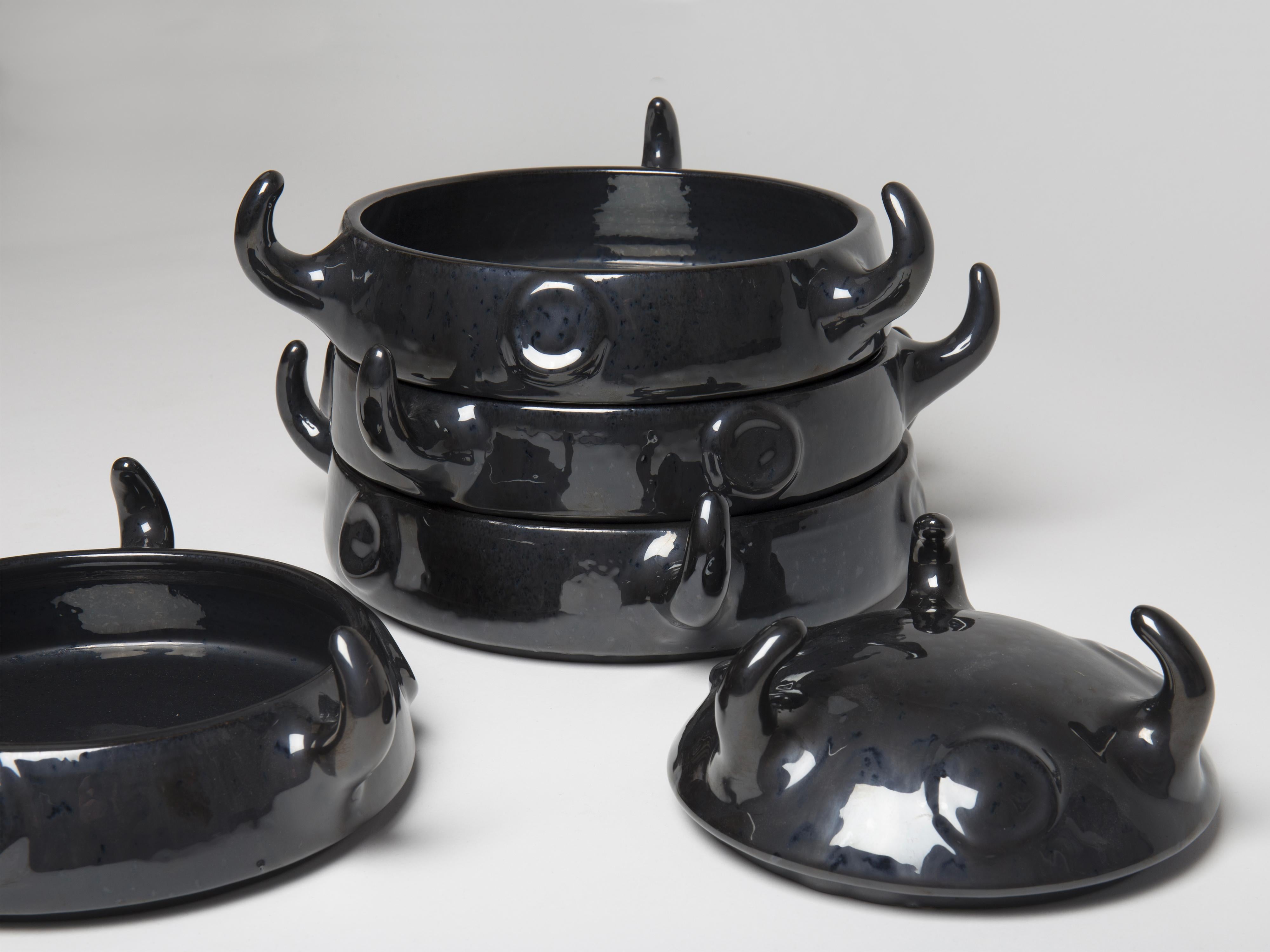Elmo set of grey bowls by Kazuhide Takahama Paradisoterrestre Edition In New Condition For Sale In Ozzano Dell'emilia, IT