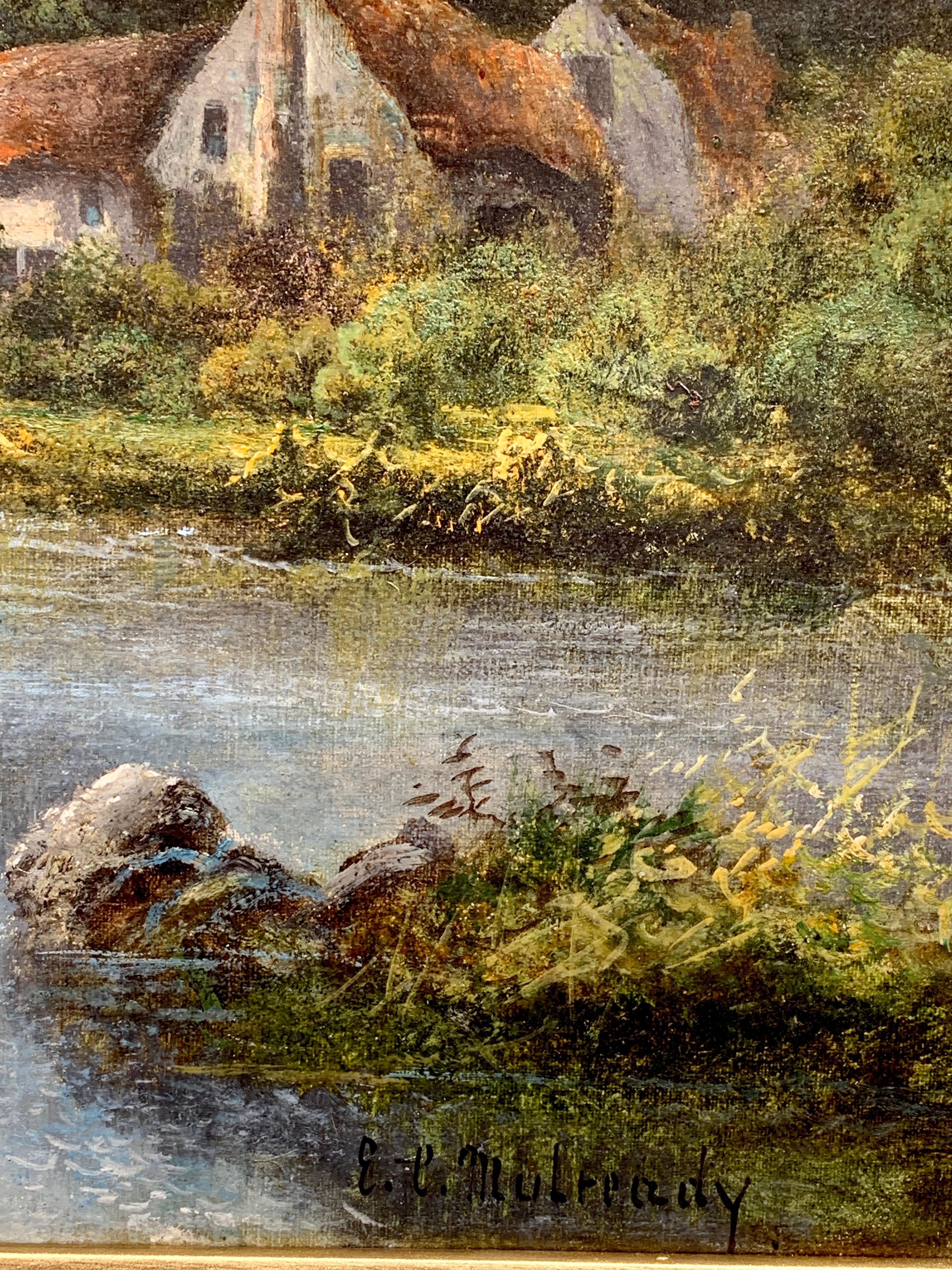 Schottische Highland lock-Landschaft des 19. Jahrhunderts mit Highland Cattle- Trinken (Viktorianisch), Painting, von E.L.Mulready