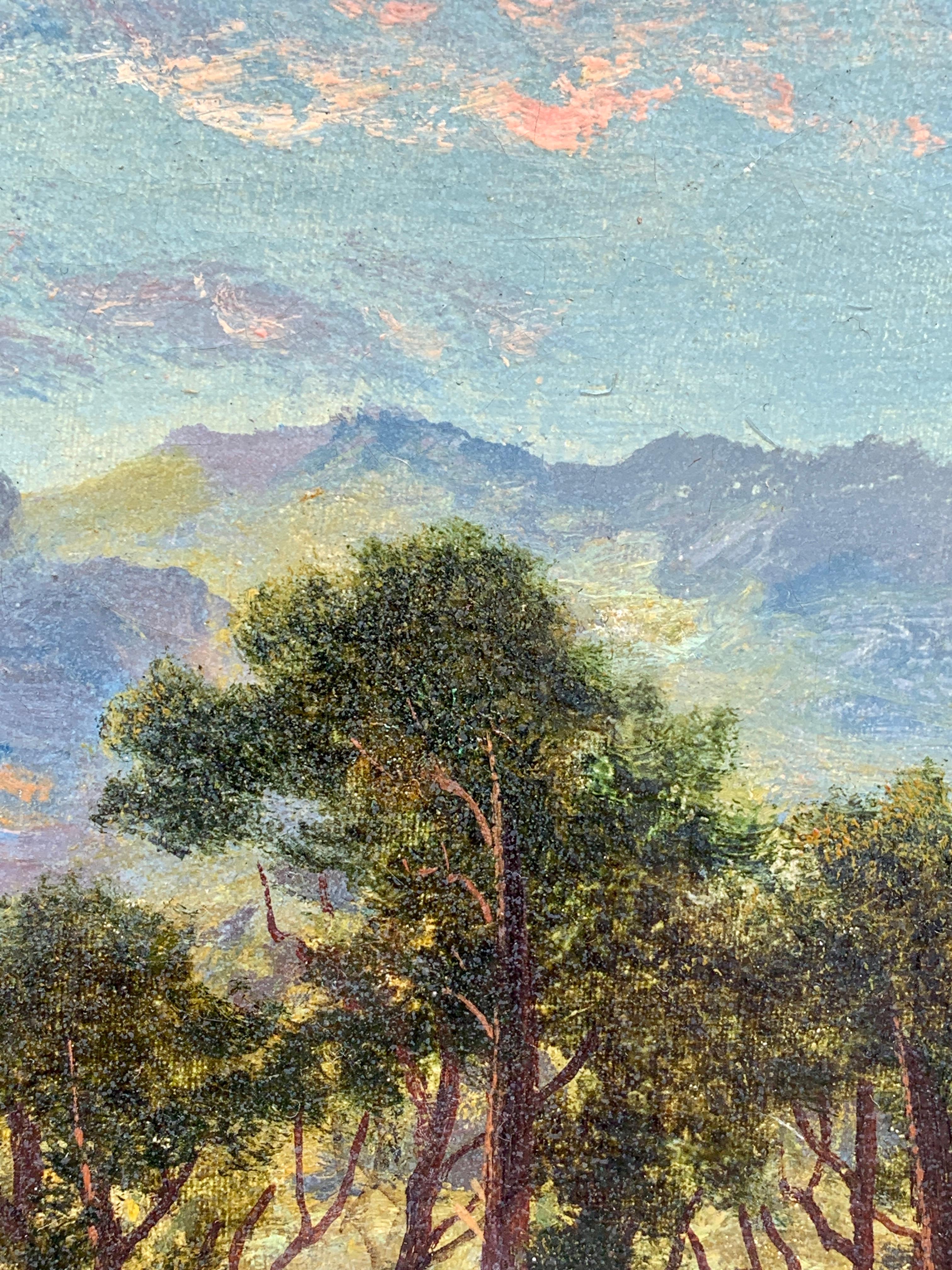 Schottische Hochland-Schlosslandschaft des späten 19. Jahrhunderts, mit Rindertränke

E. Mulready war mit ziemlicher Sicherheit ein Pseudonym für William Langley, einen bekannten englischen Landschaftsmaler aus den 1890er bis 1920er Jahren

Dieses