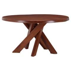 Elmwood Circular Dining Table Model T21D by Pierre Chapo