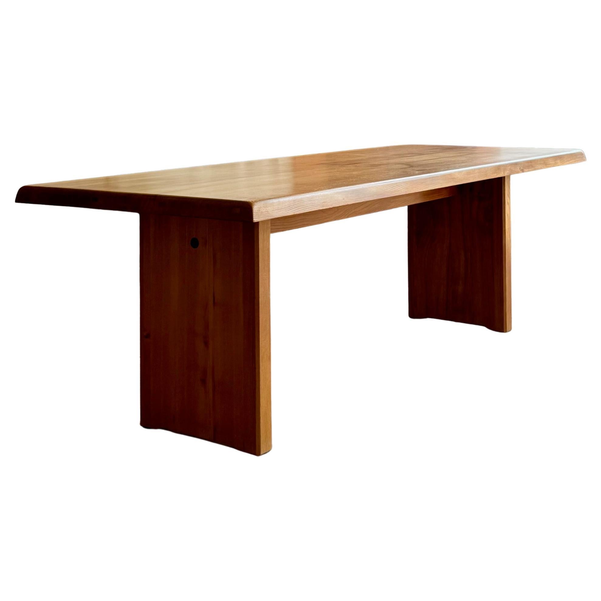 Elmwood dining Table " T14 D" by Pierre Chapo, France 1960's For Sale