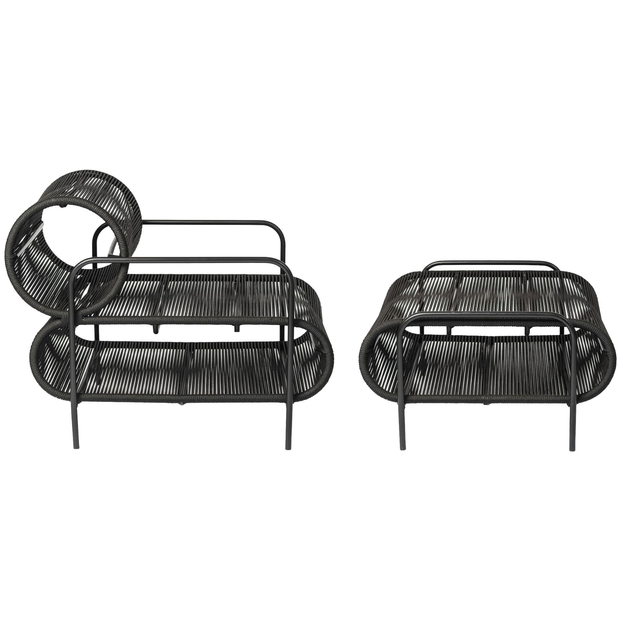 ELO Armchair and Footstool Set for Indoor and Outdoor Use by Filipe Ramos For Sale