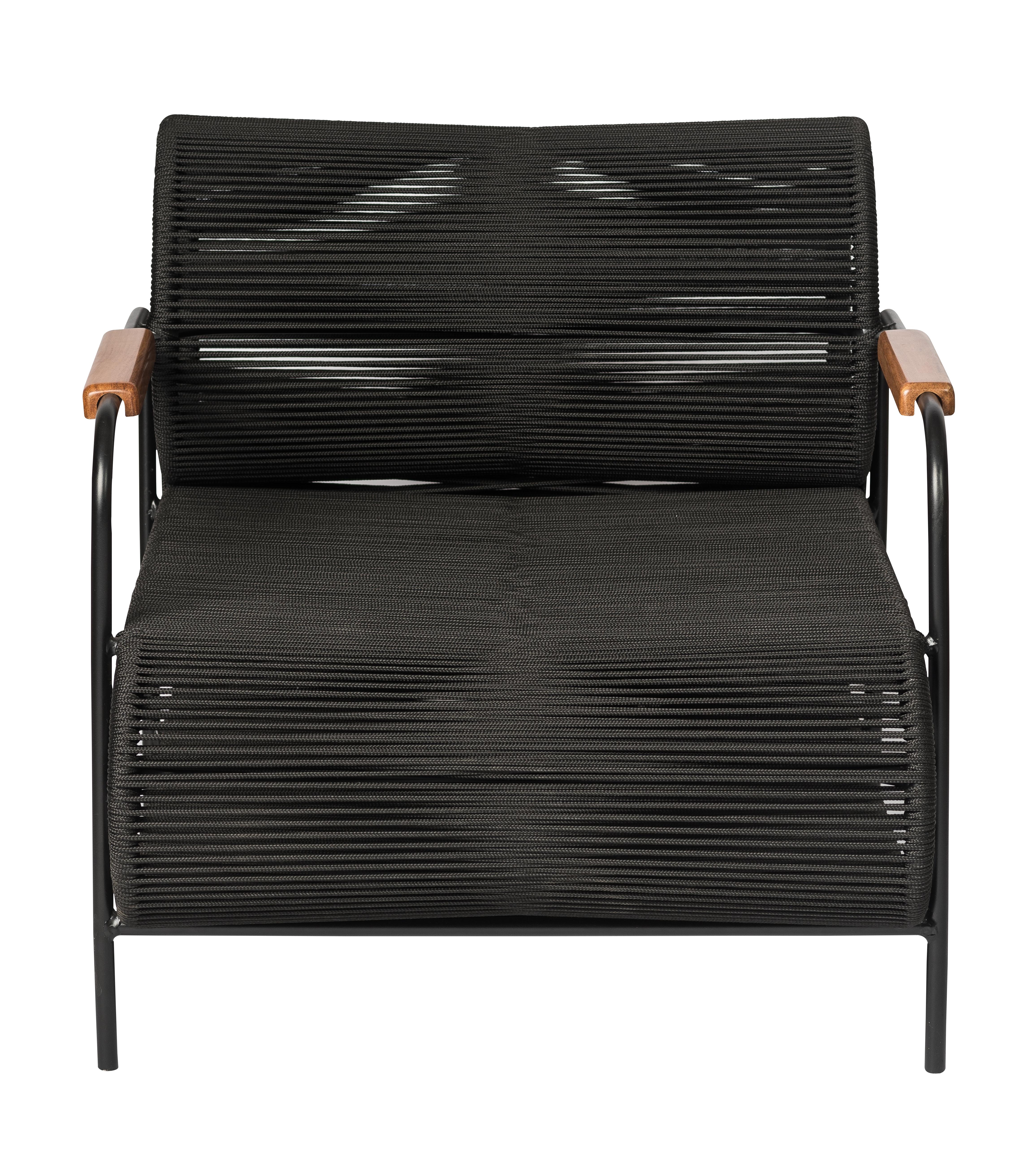 Fauteuil ELO Chaise longue In/Outdoor en métal, corde et Wood bras par Filipe Ramos en vente 2