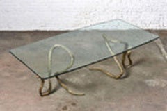 ELODIA Sculptural Brass Cobra and Glass Dining Table