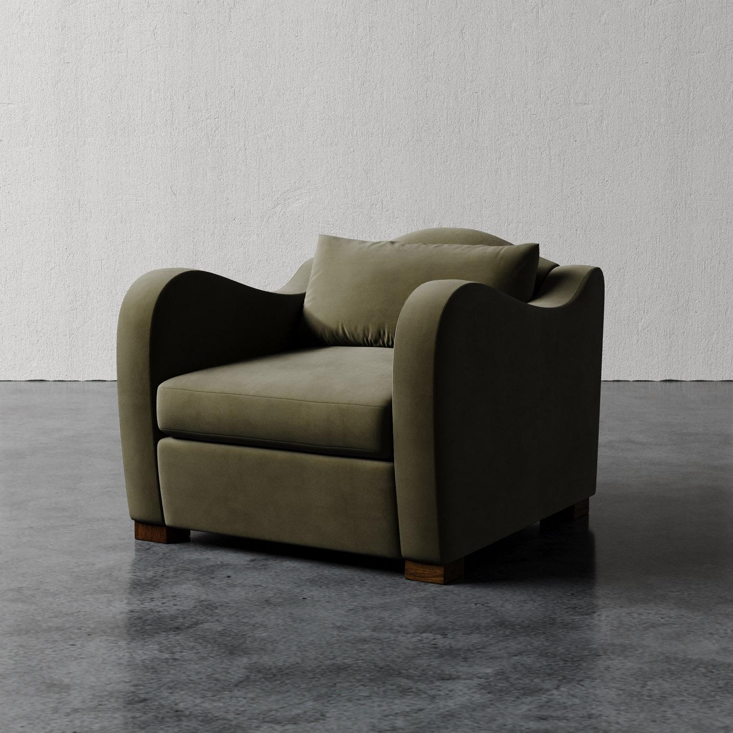Américain Chaise Elodie en velours Performance par Christiane Lemieux en vente