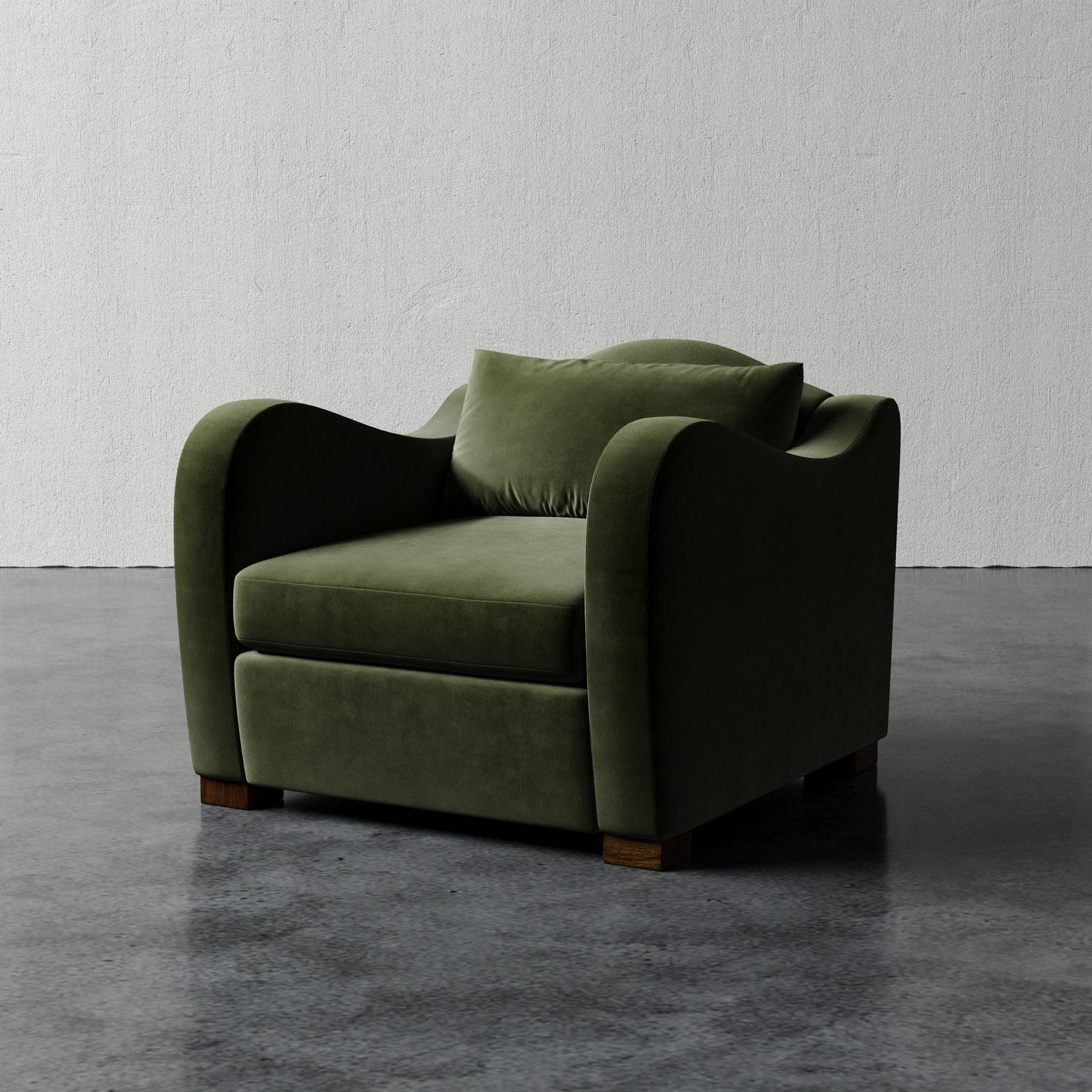 Fait main Chaise Elodie en velours Performance par Christiane Lemieux en vente