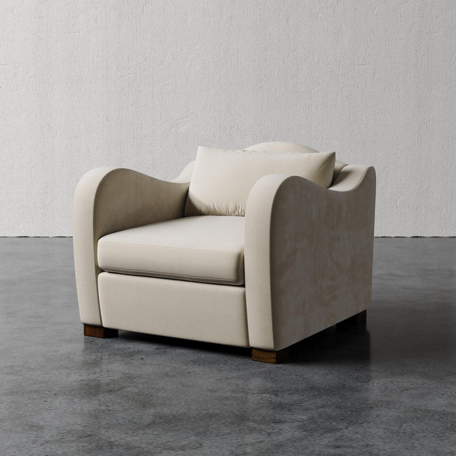 Américain Chaise Elodie en velours pelucheux par Christiane Lemieux en vente
