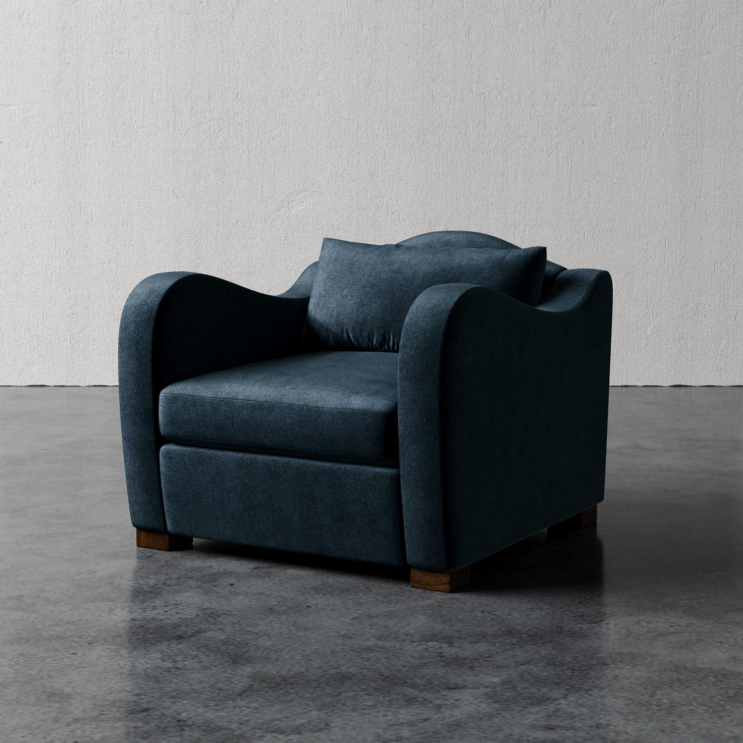 Fait main Chaise Elodie en velours pelucheux par Christiane Lemieux en vente