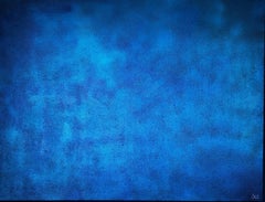 Französische zeitgenössische Kunst von Elodie Dollat – Monochrome Bleu III