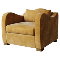 "Elodie" Lounge Chair in Gold Faux Mohair by Christiane Lemieux