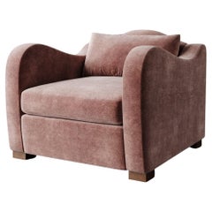 Fauteuil de salon Elodie en vieux velours recyclé rose de Christiane Lemieux