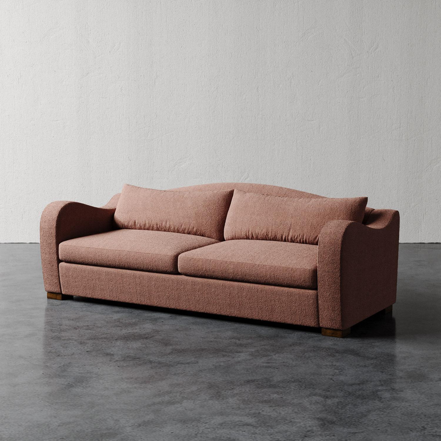 Elodie Sofa in Creme Performance Bouclé von Christiane Lemieux (Handgefertigt) im Angebot