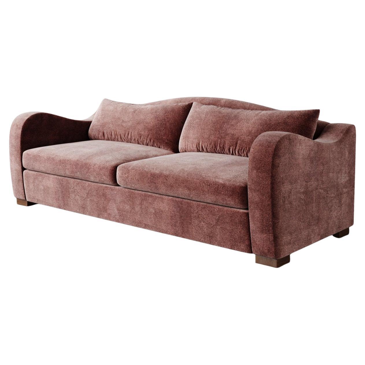 "Elodie" Sofa in Old Rose Recycled Velvet by Christiane Lemieux For Sale