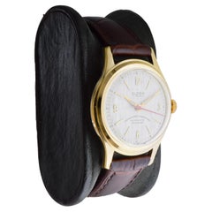 Eloga Gelbgold gefüllt Art Deco Uhr mit einwandfreiem Original-Zifferblatt 1950er Jahre