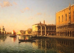 Venise, Palais des Doges Peinture à l'huile, encadrée, 20e siècle Paysage