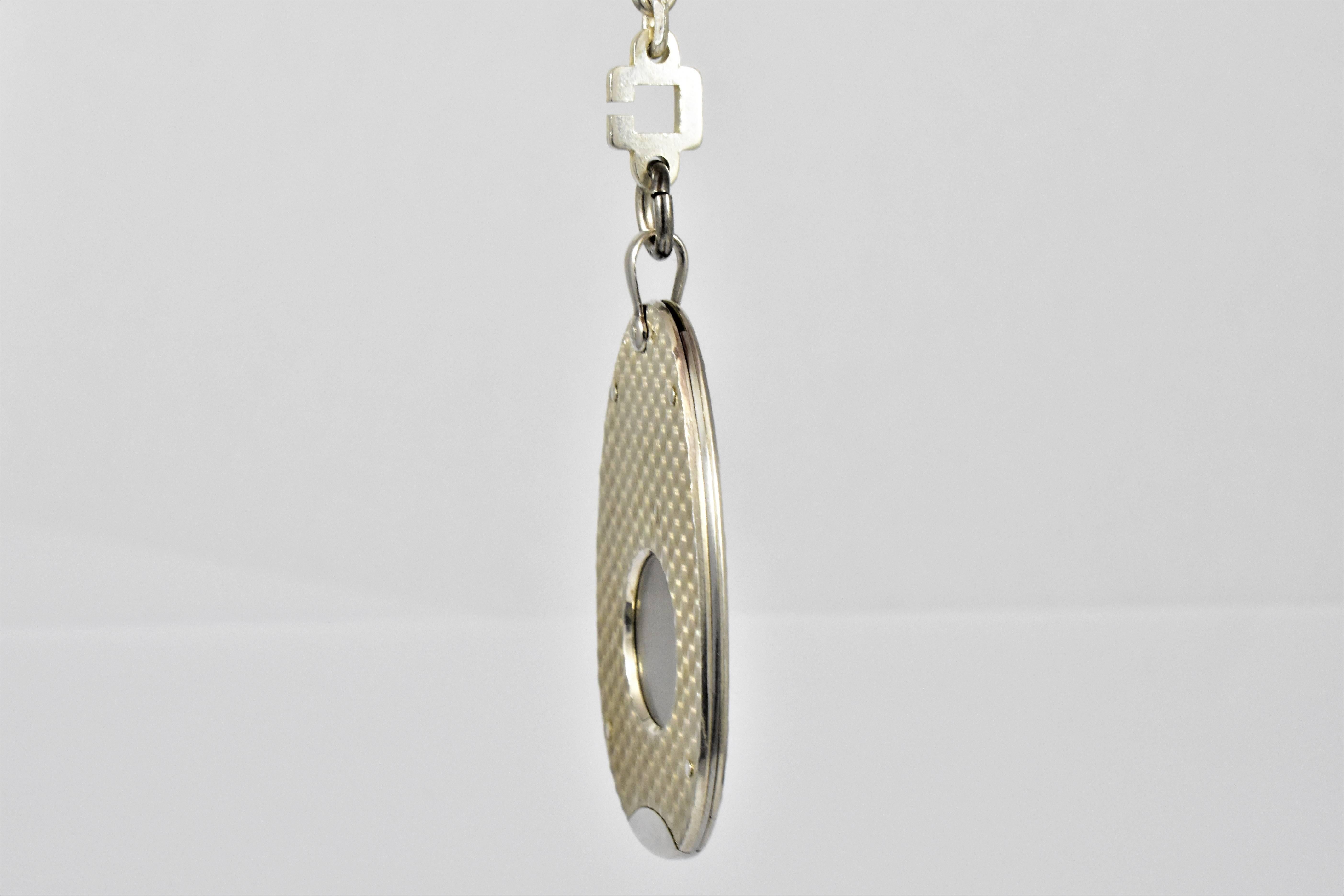 Eloi Silver Cigar Cutter with Keychain, Oval with Texture Detail, circa 1960 In Excellent Condition For Sale In London, GB