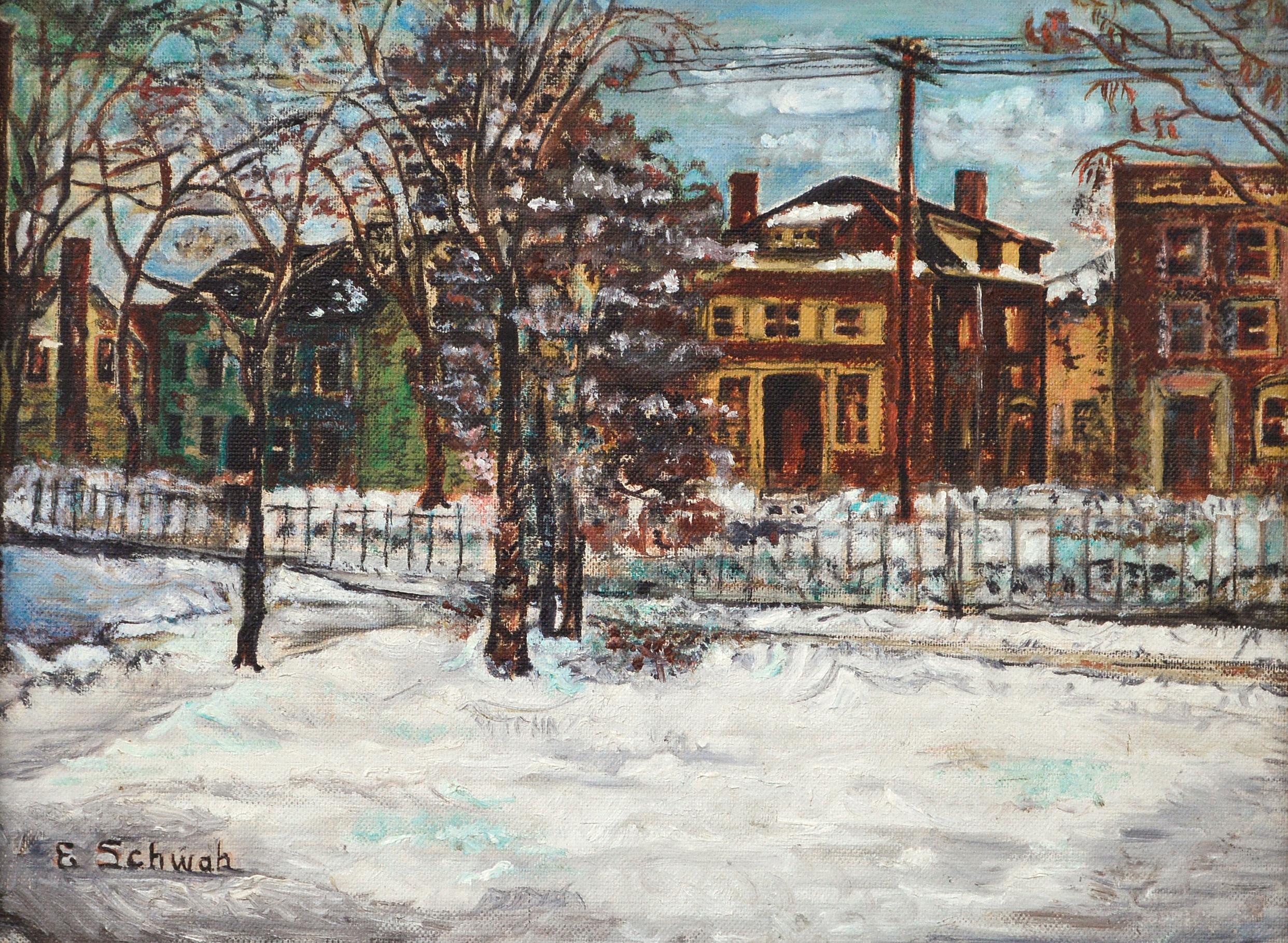 Winter in New york Landscape - Painting by Eloisa Schwab