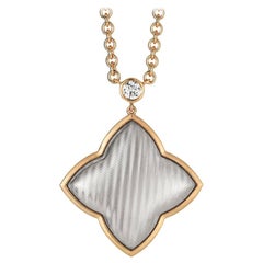 Quatrefoil Collier 18k Roségold Weißgold 1 Diamant 0,16 Karat Durchmesser 26,3 mm