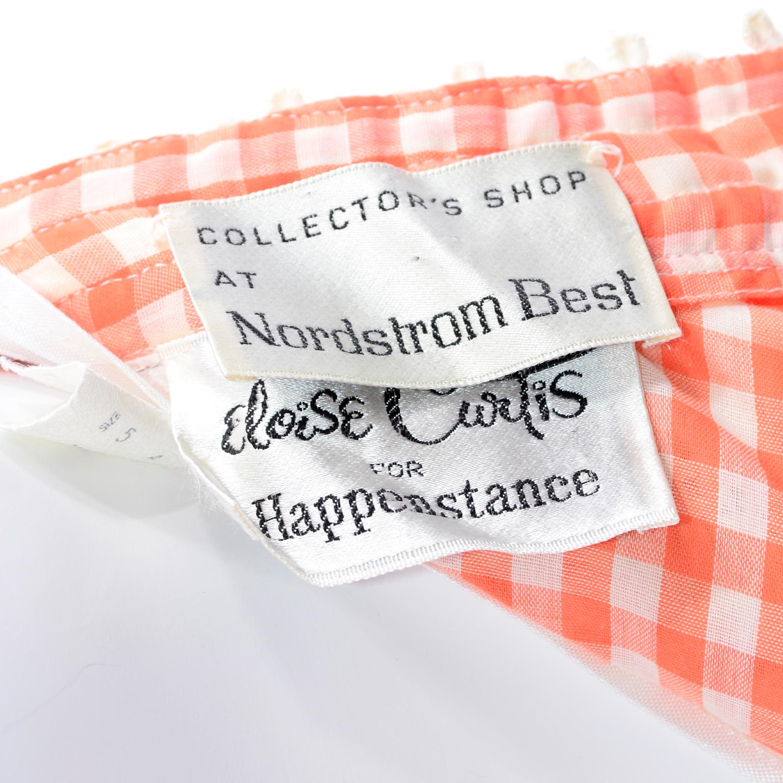 Eloise Curtis 1970s Vintage Orange & White Gingham Maxi Dress W/ Lace 7