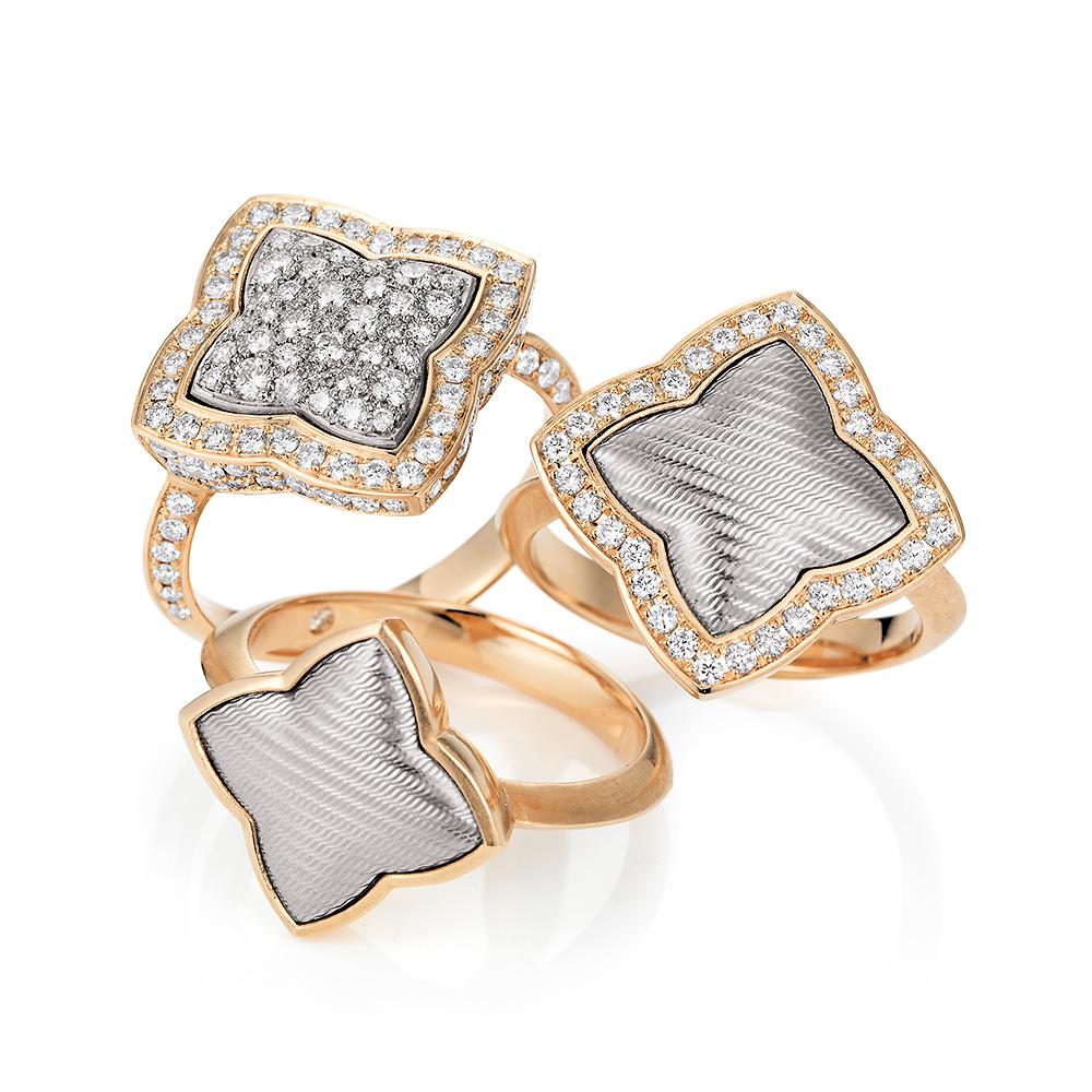 Victor Mayer Bague Eloise en or rose/or blanc 18 carats avec 16 diamants Pour femmes en vente
