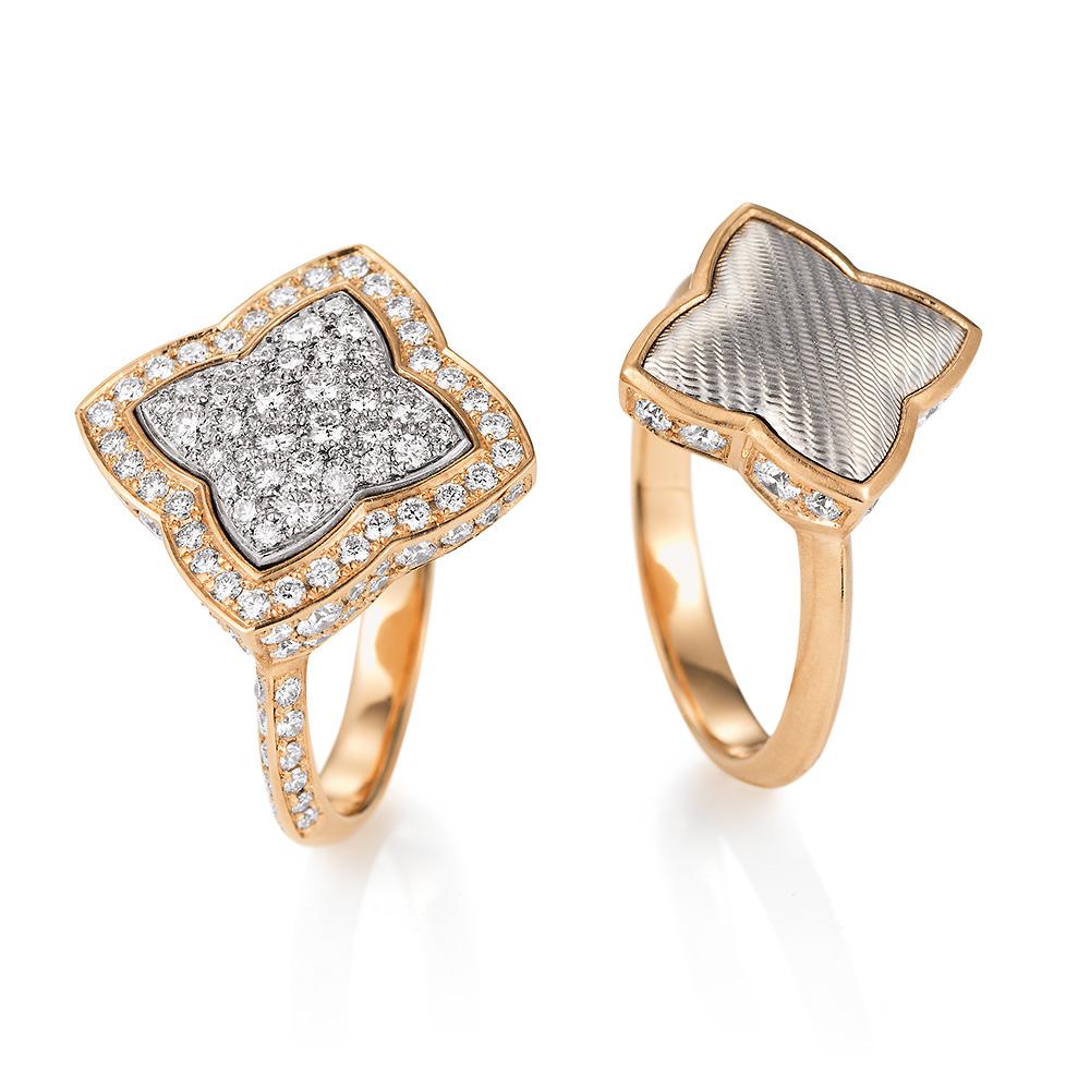 Victor Mayer Bague Eloise en or rose/or blanc 18 carats avec 16 diamants en vente 1