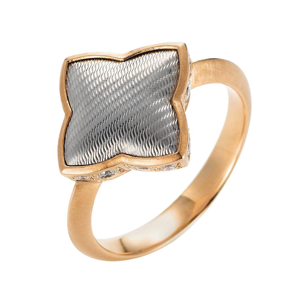 Victor Mayer Eloise Ring 18k Rose Gold/White Gold with 16 Diamonds For Sale
