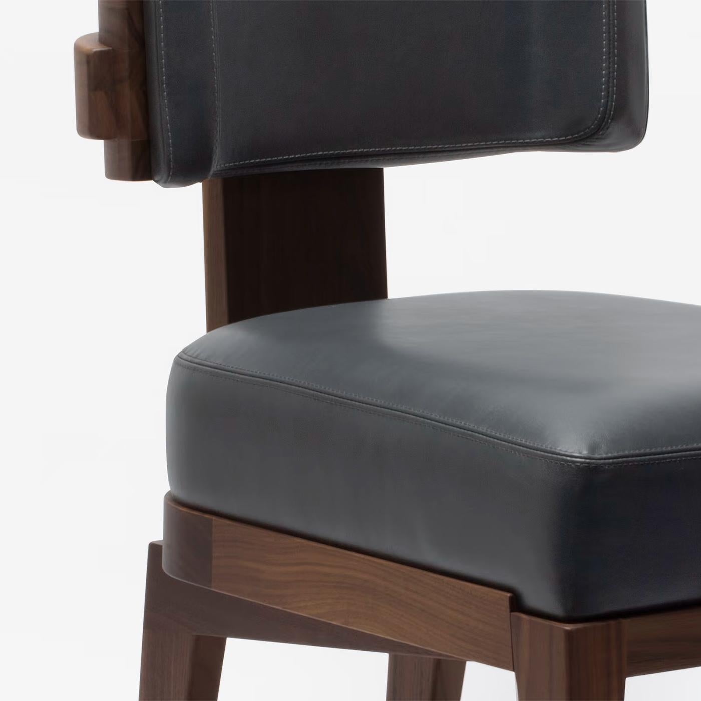 Leather Eloise Walnut Chair For Sale