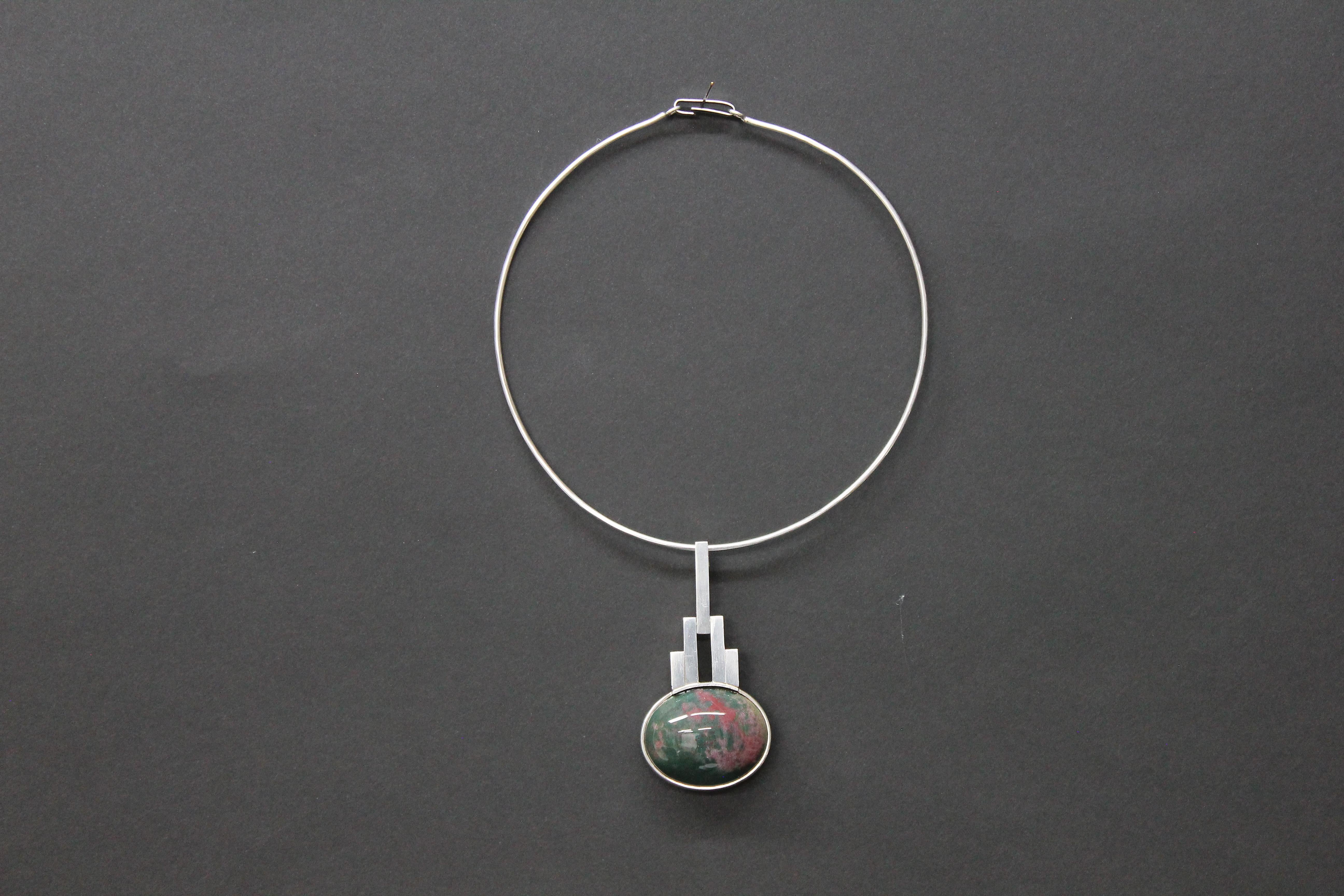 Elon Aronhill Sweden 1967 Sterling Silver with Heliotrope / Bloodstone Pendant 8