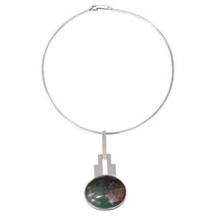 Elon Aronhill Sweden 1967 Sterling Silver with Heliotrope / Bloodstone Pendant