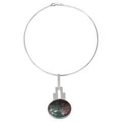 Retro Elon Aronhill Sweden 1967 Sterling Silver with Heliotrope / Bloodstone Pendant