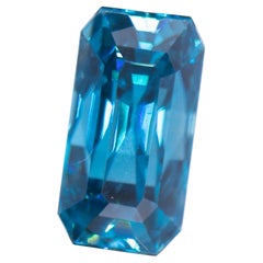 Elongated 4.77 Carat Blue Zircon Gemstone  EM 11x6mm