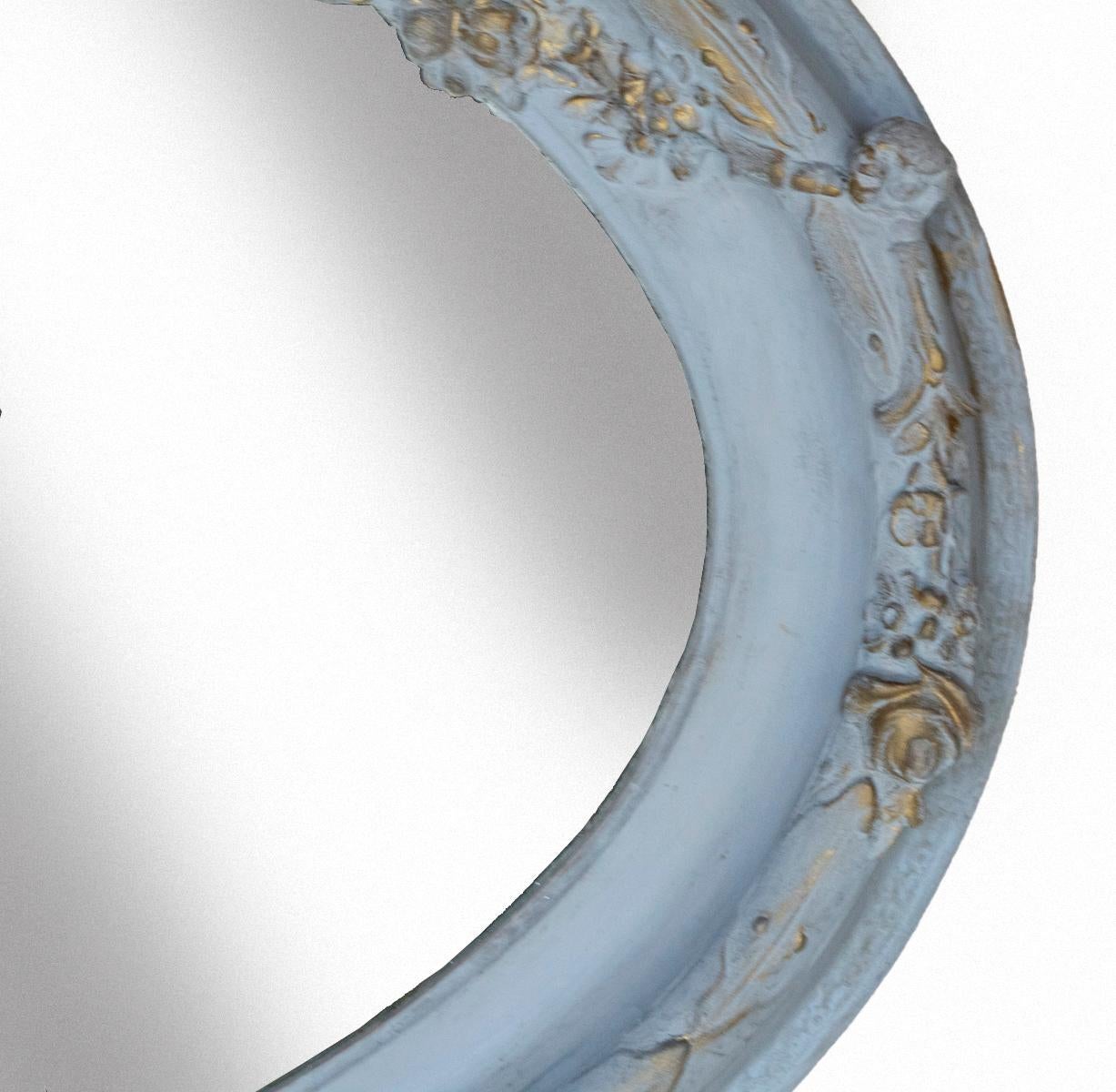Fait main Miroir ovale allongé peint à la main en vente