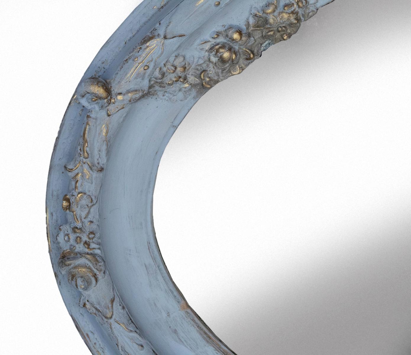 Miroir ovale allongé peint à la main Bon état - En vente à Malibu, CA