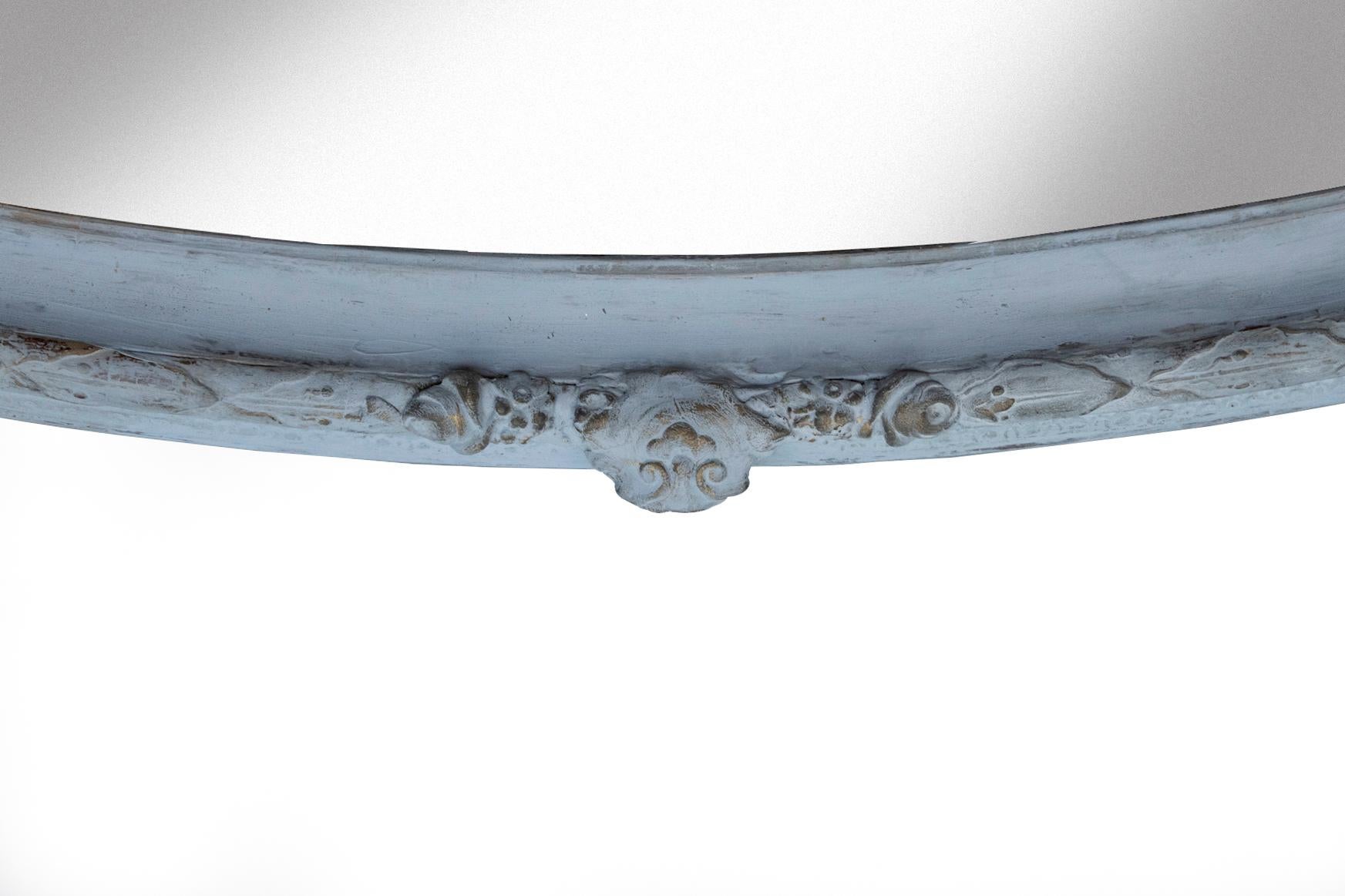 XIXe siècle Miroir ovale allongé peint à la main en vente