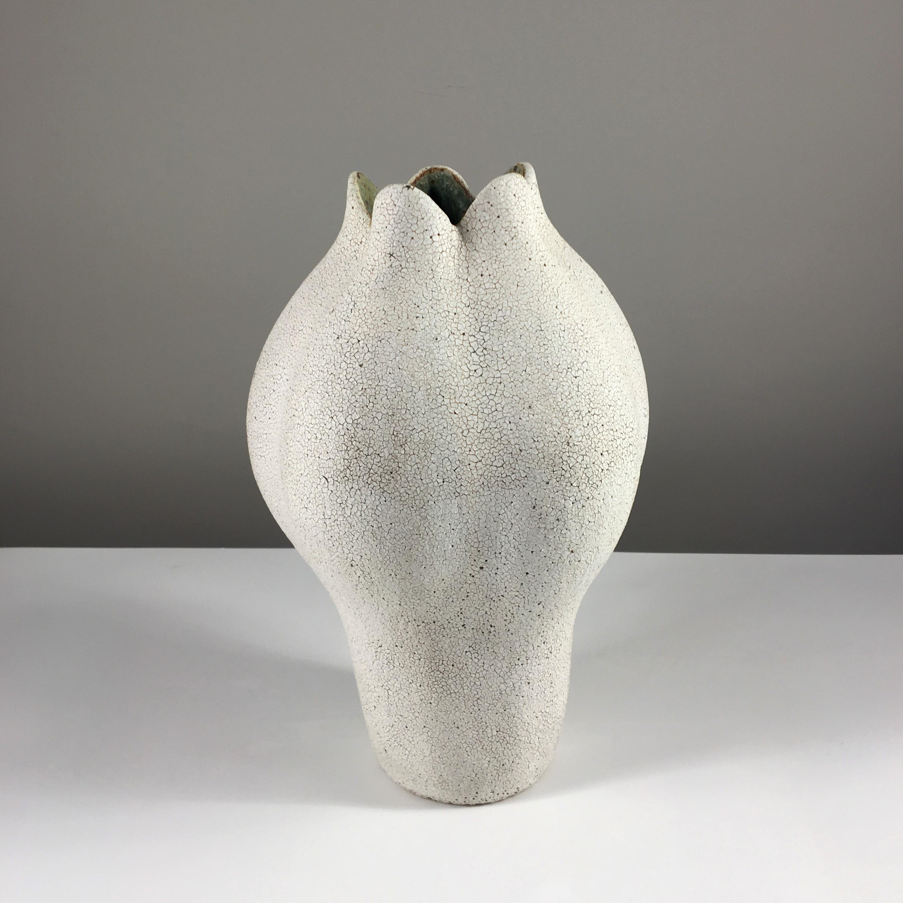 Organic Modern Elongated Blossom Vase Pottery by Yumiko Kuga For Sale