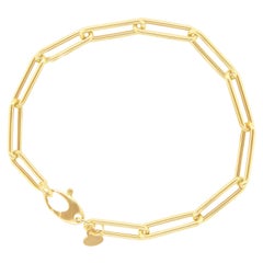 Elongated Bold Large Paperclip Link Bracelet 3.1 Grams 14k Italian Yellow Gold