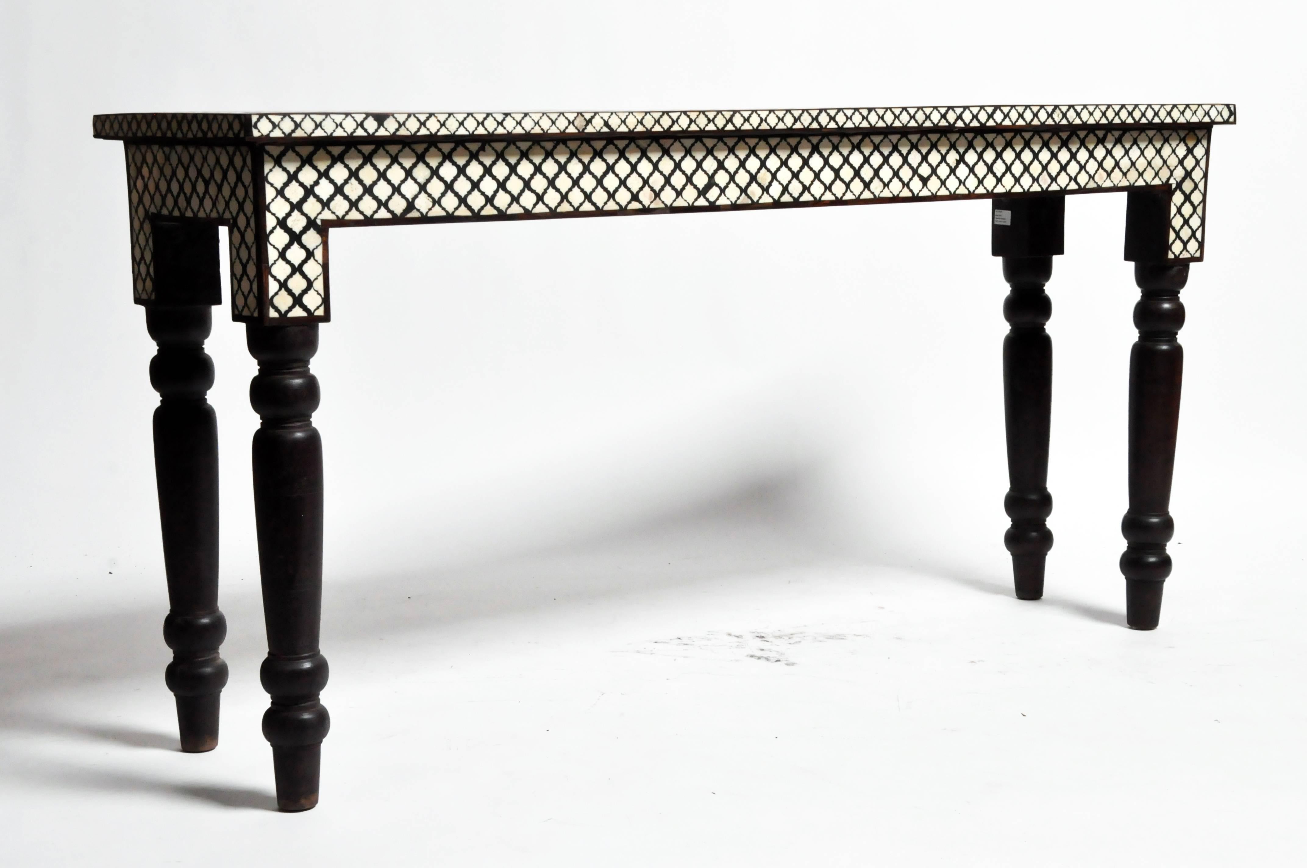 Elongated Bone Inlay Console Table 10